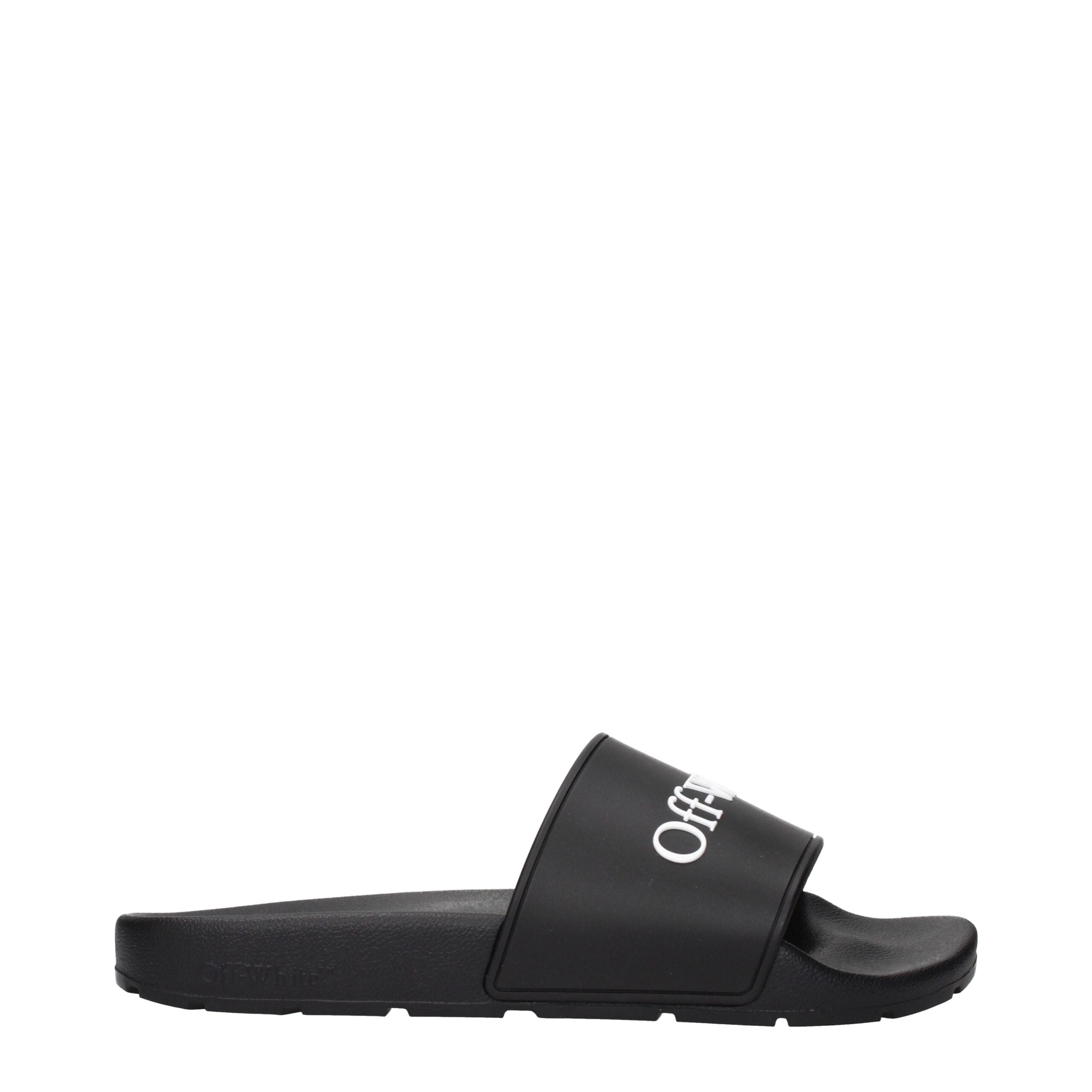 Off-White Black Cotton Slippers Sandals